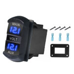 SDV-B Snap-in Double Voltmeter, Blue LED Display, Rocker Switch Style Voltage, Monitor with Adaptor Plate for Car, RV, Truck, UTV, Boat, Dual Battery Packs