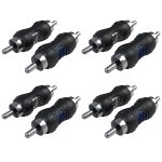 RCC-M8 8-Pack RCA Male to RCA Male Connector Adapters, Dual Injection Molded RCA Barrel Connectors Cable Extension Adapters