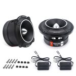 TW250 High Compression Bullet Super Tweeters, 1-Inch High-Temperature Kapton Voice Coil, Aluminum Frame and Diaphragm, 400 Watts Max, 200 Watts RMS, 4 Ohms, Slim Design for Pro Car Audio, Pair
