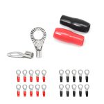 RT10516-20 20pcs 10AWG Copper Ring Terminals, 5/16” Ring Hole, Shiny Nickel Plated Crimp Ring Terminals with 20pcs Red & Black Soft Boots