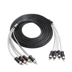 PCI412 Premium 100% Oxygen Free Copper 12ft 4-Channel RCA Audio Interconnects Cable (4x RCA Male to 4x RCA Male), Double Shielded with Noise Reduction