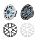 M1-65 M1 Series 6.5 Inch 2-Way Marine Boat & UTV/ATV Coaxial Speakers with Built-in RGB LED Lighting, One Pair of Each Dark Silver and White Grilles, 4Ohm, MAX 240W Pair