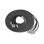 XI412 Echo Max Series Premium 99.99% Oxygen Free Copper 12ft 4-Channel RCA Audio Interconnects Cable, with Machined Brass Connectors & Braided Nylon Jacket