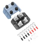 DSI2-516 4-Way Insulated Busbar 4 x 5/16” Studs Power and Ground Distribution Block with Divider, Jumper and Ring Terminals