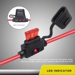 FHL12-5 5 Pack 12AWG LED Indicator ATC/ATO Inline Fuse Holder with 10pcs 10A & 15A ATC/ATO Fuses