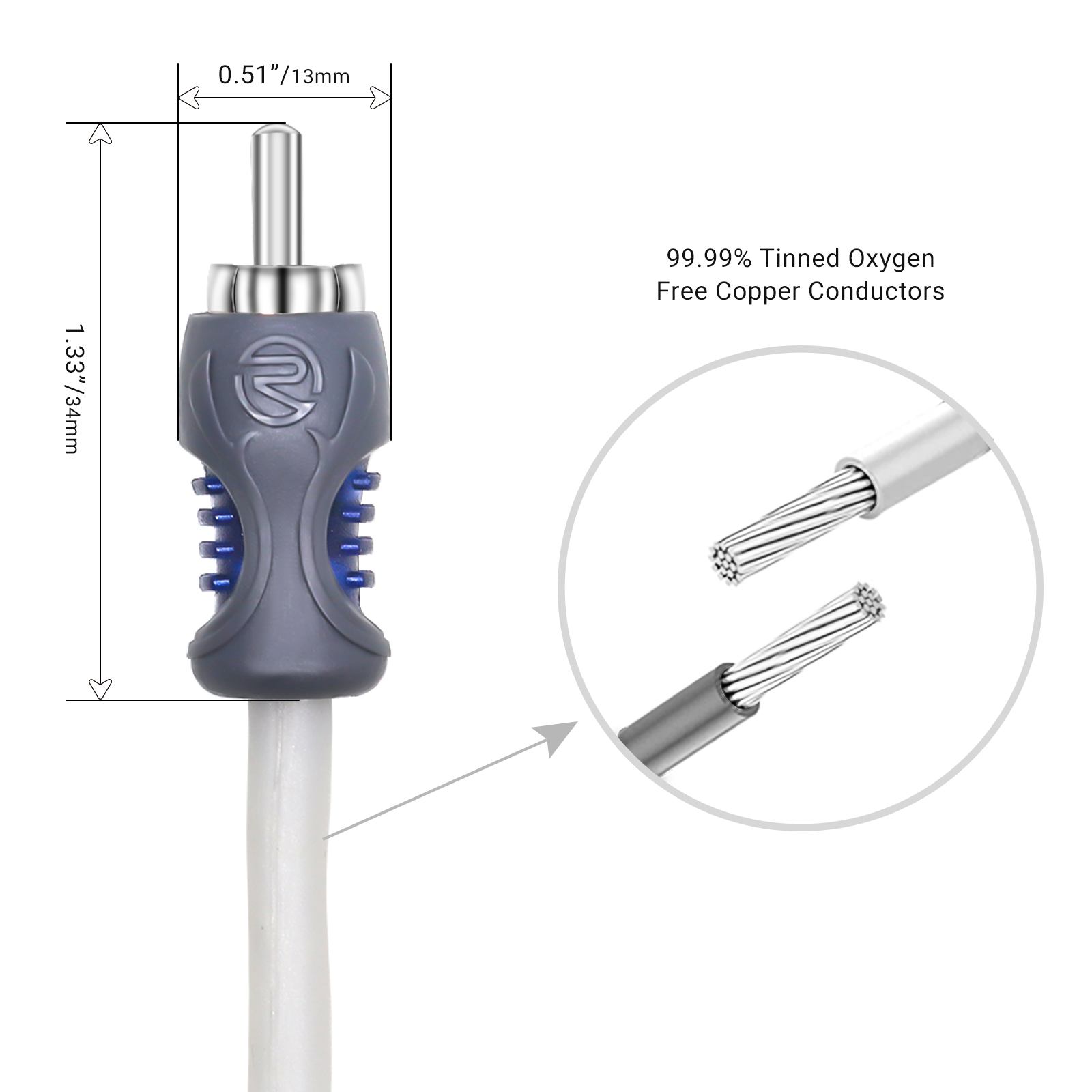 RECOIL RCI417 Cavo RCA 4 Canali 5,1m | Rame OFC Con Doppino Intrecciato Antirumore Per Auto