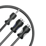 A2RF1P Audiophile Grade 3.5mm Auxiliary Male to 2XRCA Female Adaptor, 1ft Pair, Triple-Shielded with Noise Rejection, Nylon Braiding, Tinned 99.99% OFC, for Home Stereo, Portable Audio, Car, Marine & UTV/ATV Audio