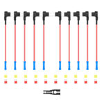 FT2K-10 10 Pack 12V Car Add-a-Circuit Fuse Tap Adapter, Mini ATS Dual-slot Blade Fuse Holders, 5pcs Leftward & 5pcs Rightward with 10pcs of each 10A & 20A Fuses