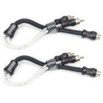 PCI1F Pair Premium RCA Audio Y-Adaptor Cables, 1 Female to 2 Male Connectors, 100% Oxygen Free Copper, Double Shielded with Noise Reduction