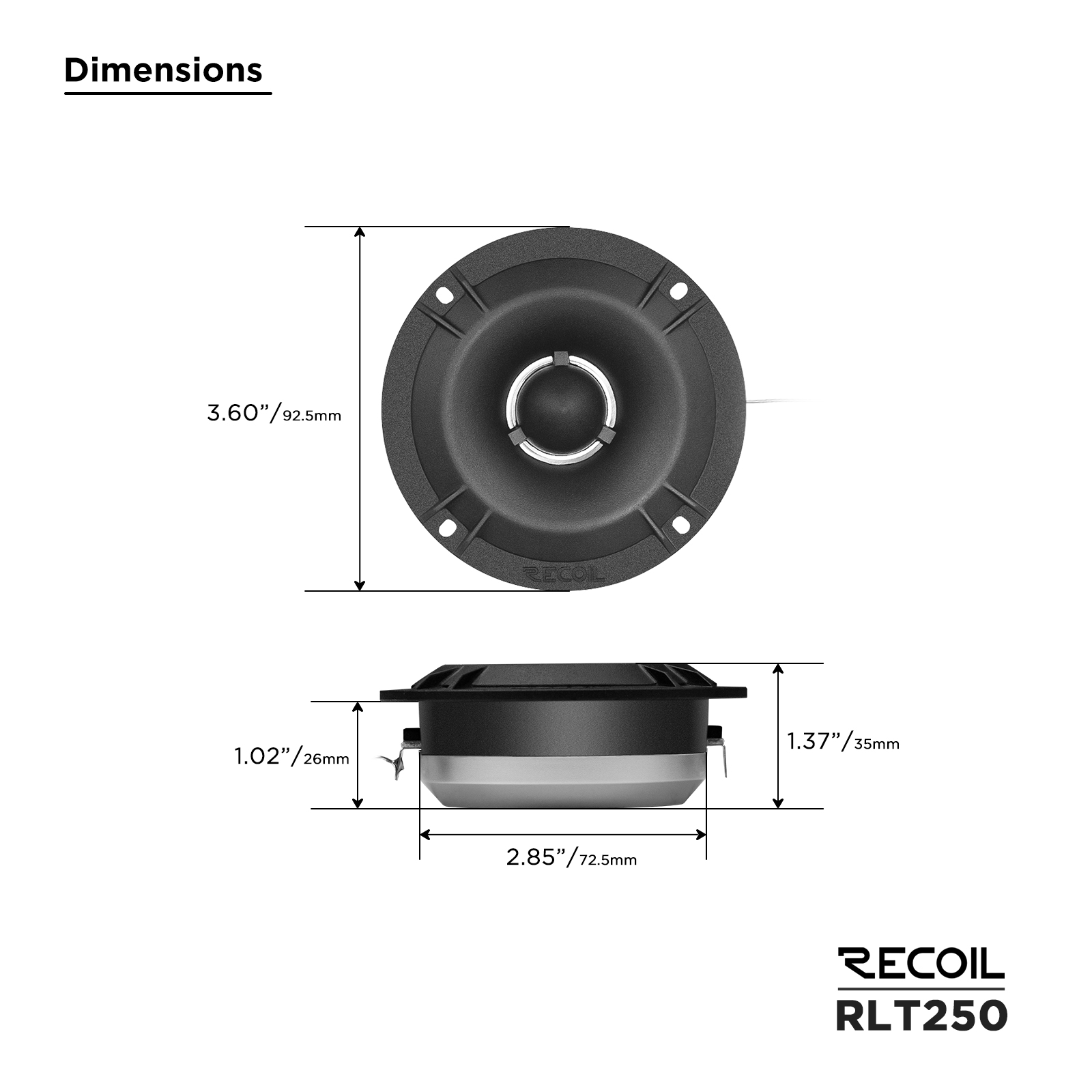 RLT250 Slim Bullet Super Tweeters – Recoil Audio