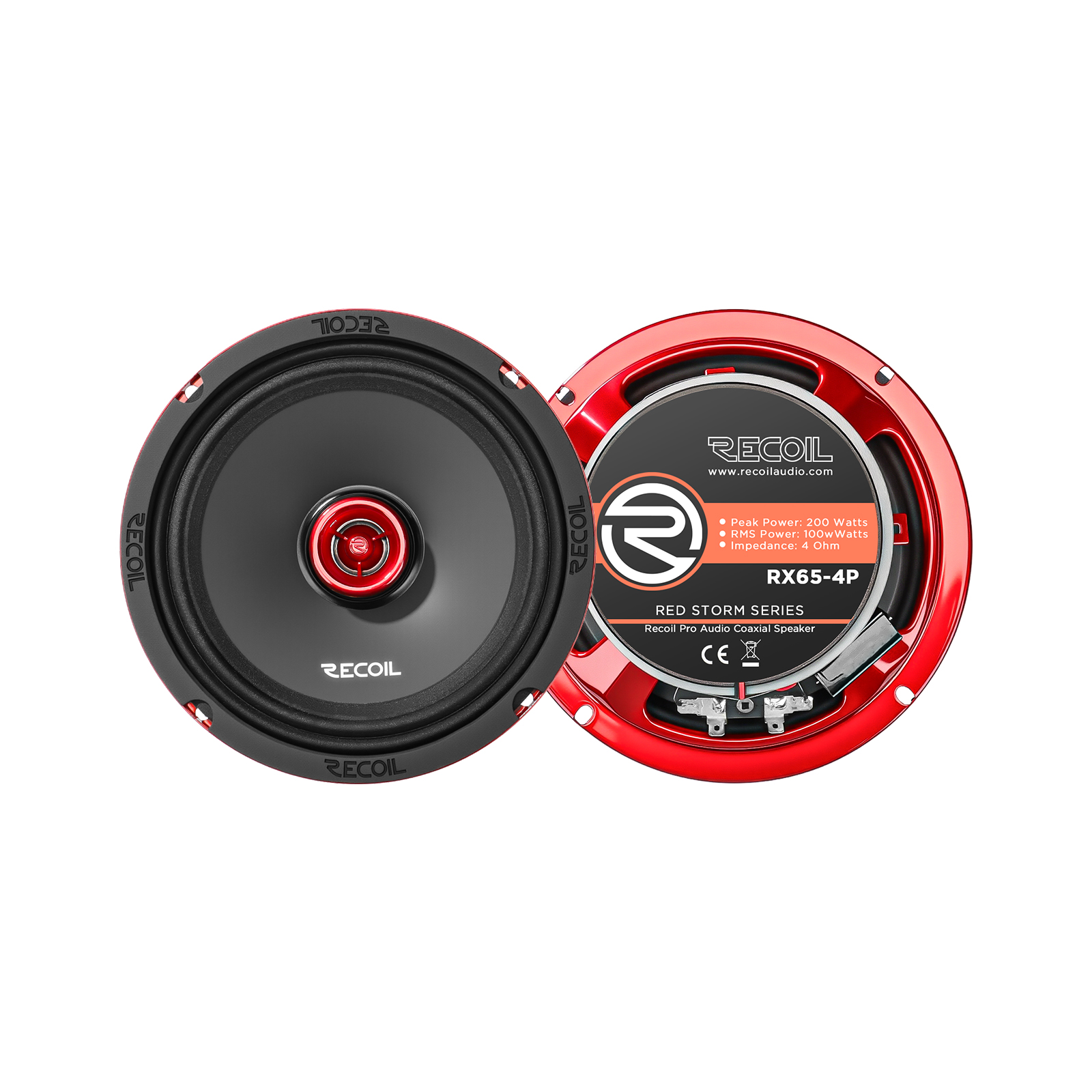 RX65-4P 6.5″ Red Storm Series Coaxial Car Speakers with Horn