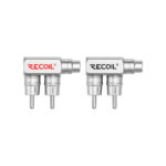 RAA-1F2M (2-Pack) RCA Y-Adapter Cable Female to 2 Male – 1-Female to 2-Male Splitter, Precision CNC Brass Connector, Satin Chrome-Plated, Low Profile Y-Splitter for Car Stereo Subwoofer Amplifier DSP (Red + Black)